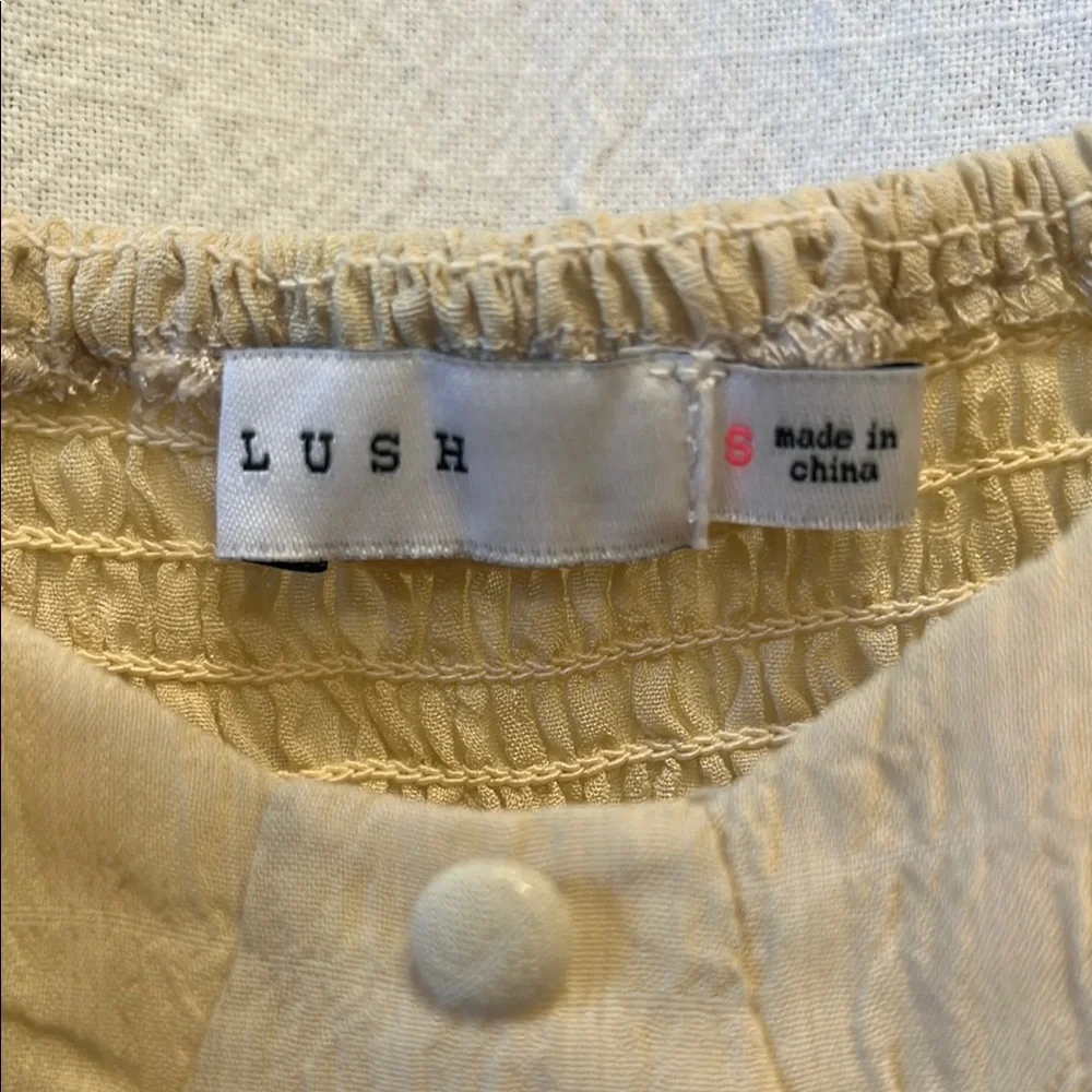 Zara Cream Puff Sleeve Smocked Blouse